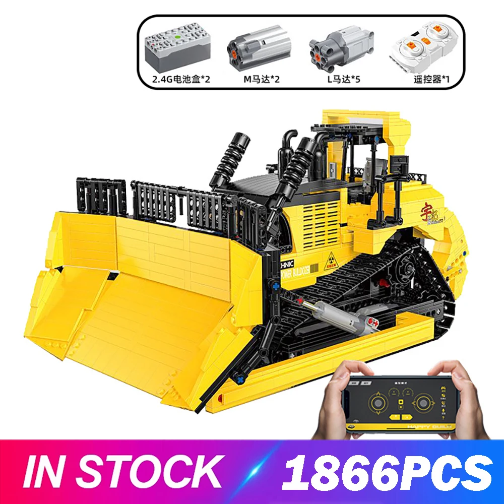 New High-Tech Toys The APP RC Motorized Bulldozer Model 20008 City Engineering Building Blocks Bricks For Kids Christmas Gifts | Игрушки и
