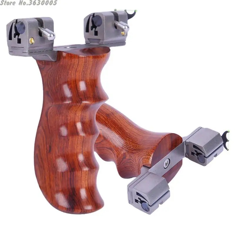High Quality Titanium Alloy Slingshot Catapult Wood Handle Outdoor Shooting With Powerful Elastic Rubber Band