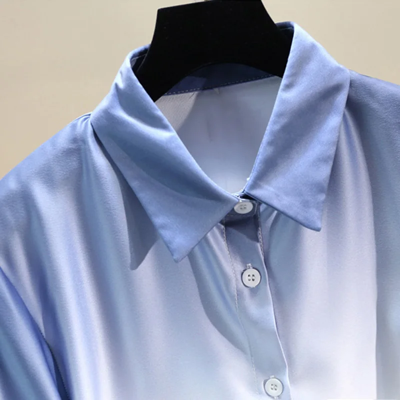 

Female Spring Gradient Long Sleeved Chiffon Blouses & Shirts