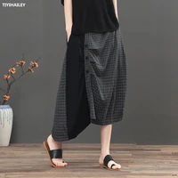 tiyihailey free shipping 2021 new long mid calf elastic high waist women chiffon skirts summer plaid patchwork thin striped