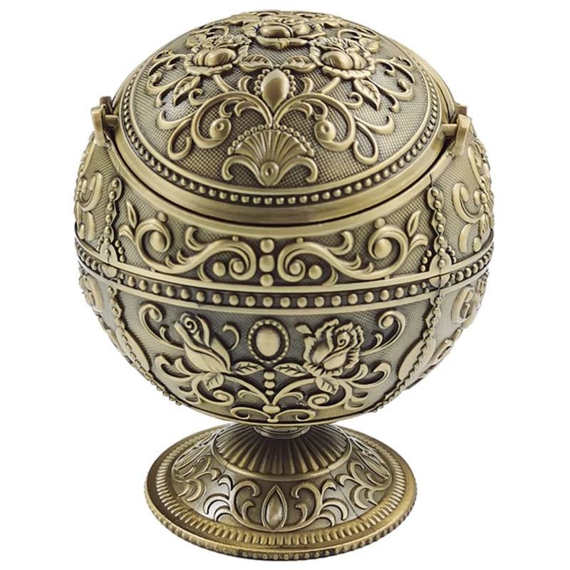 

Европейский Стиль вырезка из цинкового сплава, цинковый сплав Сферический Глобус пепельница Винтаж домашняя декоративная пепельница с кры...