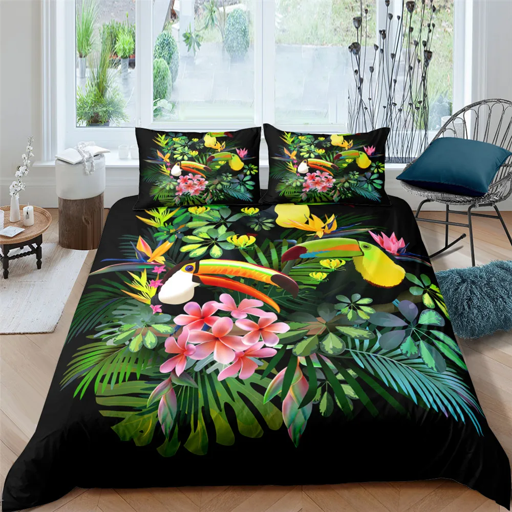 Роскошные Тукан в стиле ретро с цветочным узором Комплекты постельных