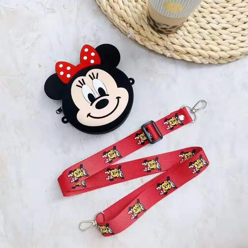 Disney Микки Маус женский монетница Минни Сумка через плечо Милая открытка сумка для карт Мультфильм силиконовый мешок для хранения - Цвет: 9