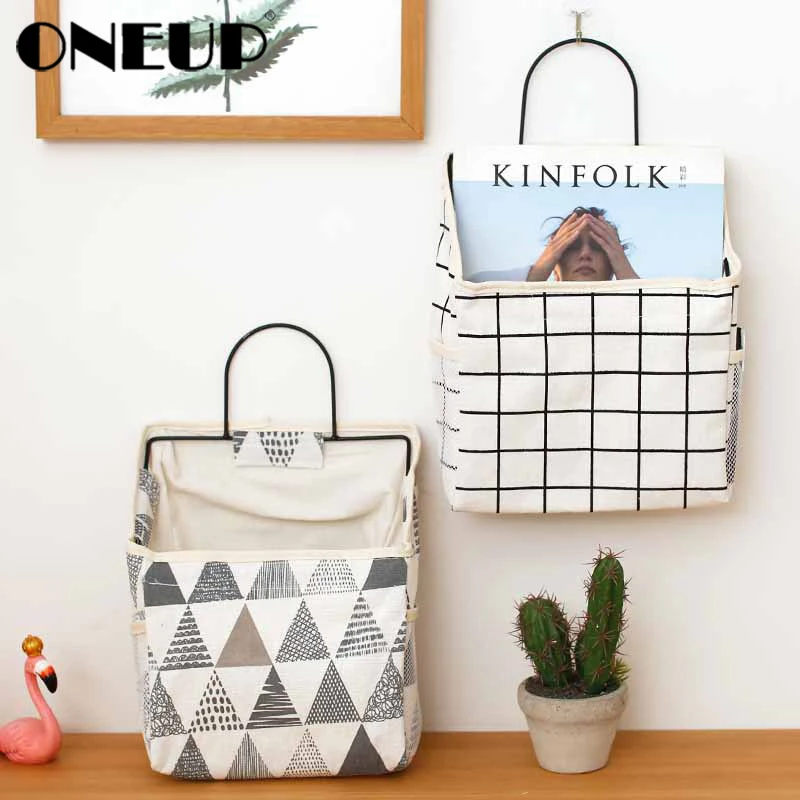 ONEUP настенные сумки для хранения хлопковые льняные водонепроницаемые подвесные