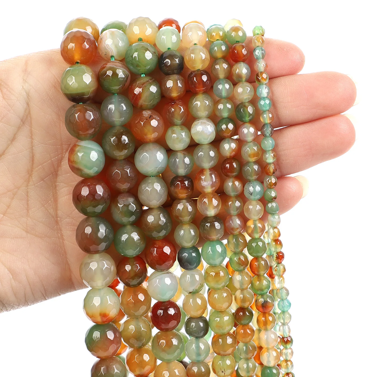 4 6 8 10 12mm Round Natural Stone Beads For Jewelry Making DIY Yellow Green Agate Loose Spacer Bracelet Necklace Handmade | Украшения и