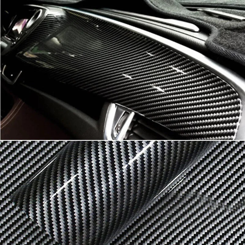 Глянцевая черная 2D виниловая пленка из углеродного волокна Премиум