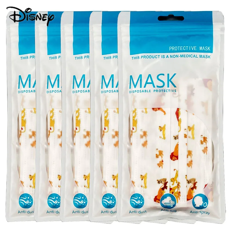 

10/20/30/40/50PCS Disney Lion King Pattern Children's Disposable Masks Cute Cartoon Dustproof Hypoallergenic Face Shield Mask