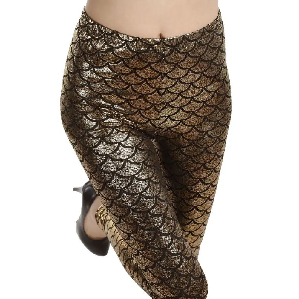 

Women's Sexy Fish Scale Mermaid Skinny Pencil Trousers Fit Slim Leggings Pants
