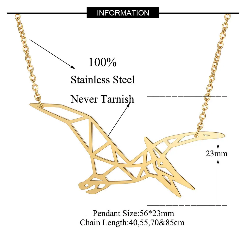 100% модное ожерелье Pterosaur из нержавеющей стали с животными для женщин специальный