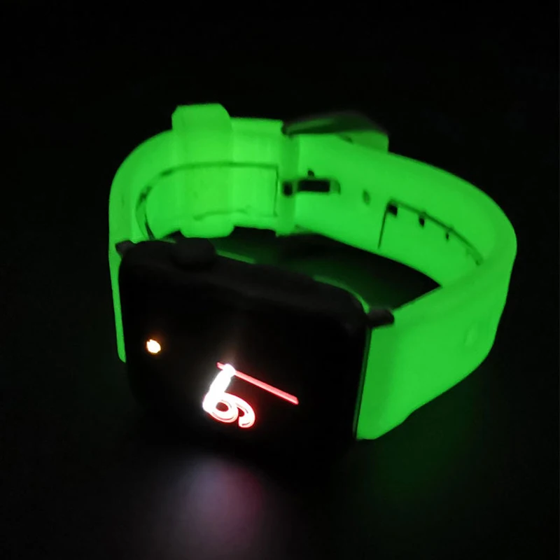 Ремешок для часов Apple Watch Series 4 5 40/44 мм светящийся спортивный мягкий резиновый