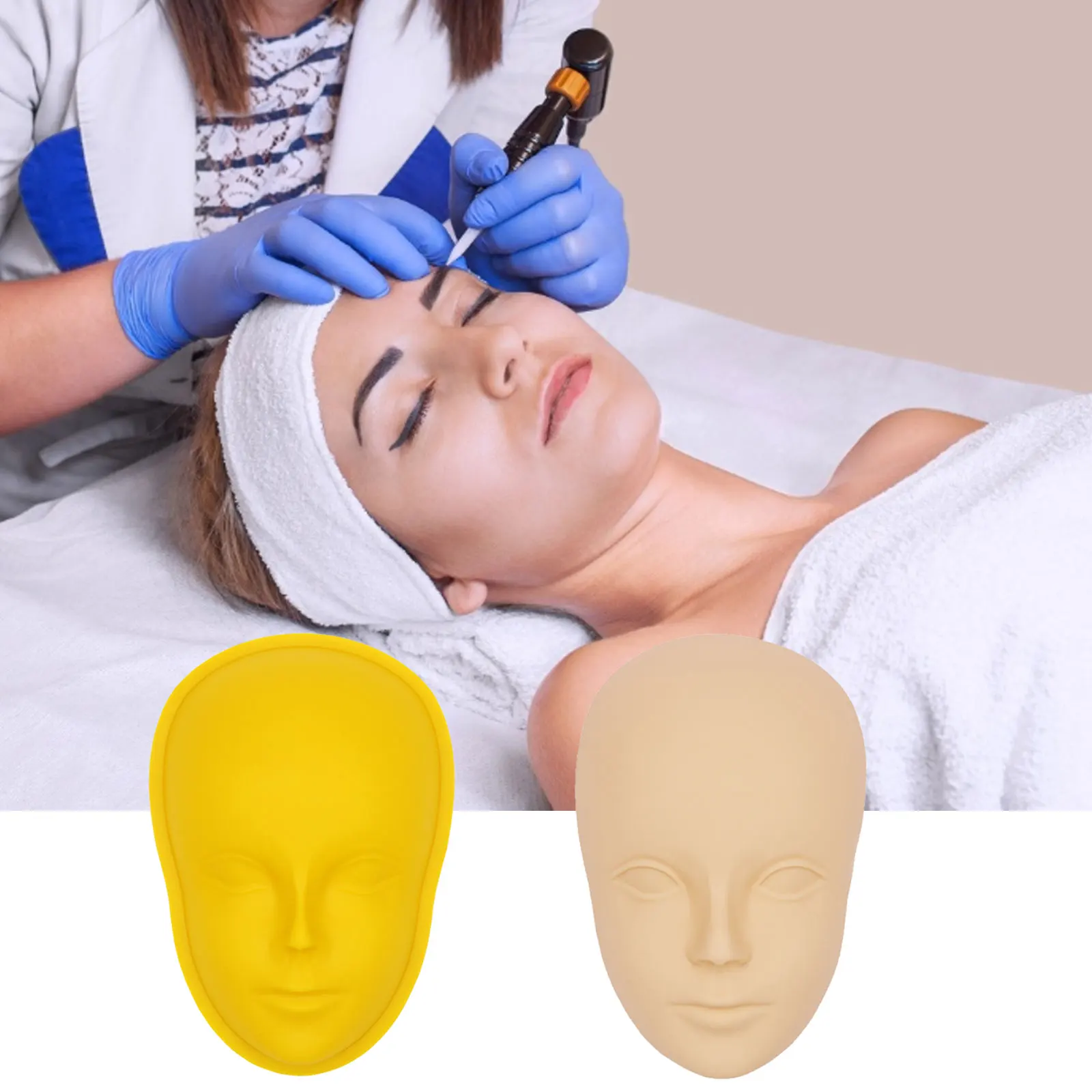 

5D Facial Tattoo Training Head Silicone Practice Permanent Makeup Lip Eyebrow Tattoo Skin Mannequin Doll Face Head