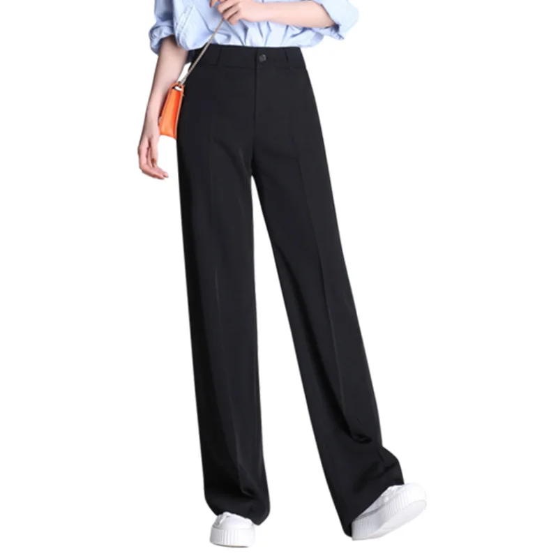 

Suit Pants Woman High Waist Pants Sashes Pockets Office Pants Fashion Spring Autumn Middle Aged Women Bottoms