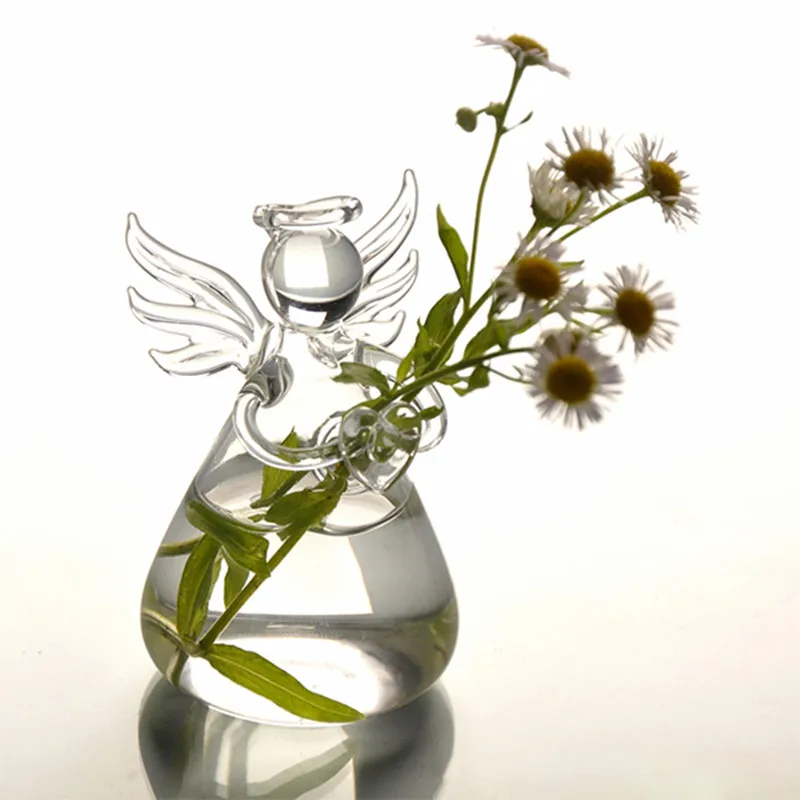 

New Hot Praying Angel Vases Crystal Transparent Angel Shape Flower Home Office Wedding Decor