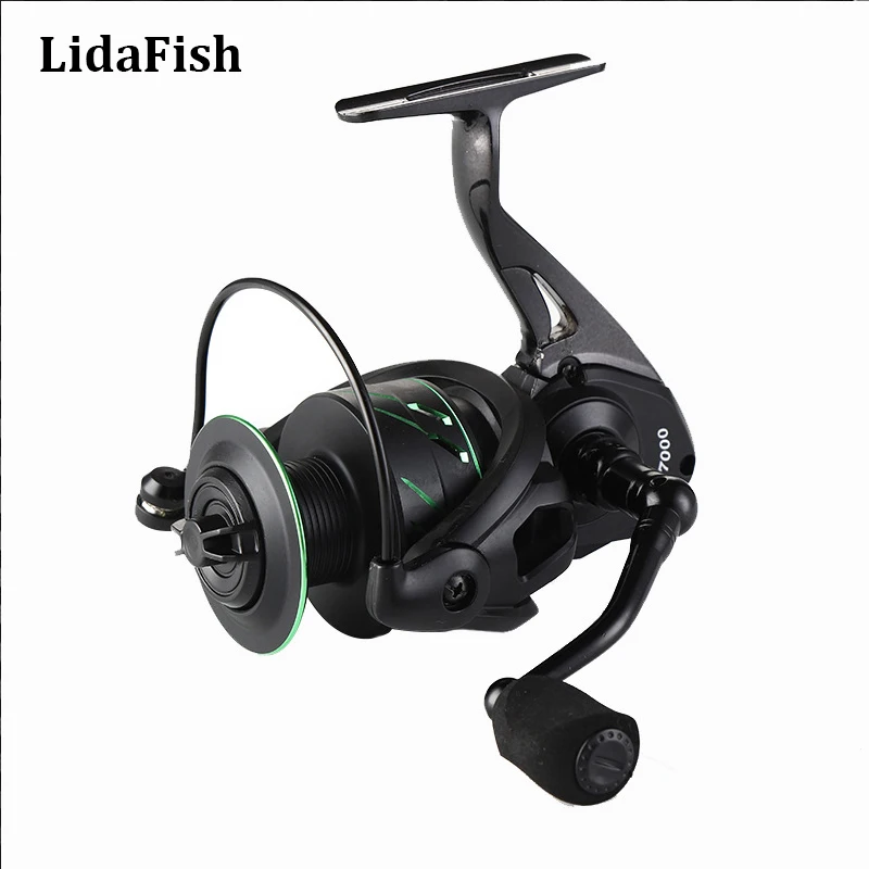 Катушка для рыбалки LIDAFISH серии GT2000-7000 с 13+1 шарикоподшипниками, металлическим шпулем, спиннинговой ручкой из резины EVA и колесом.