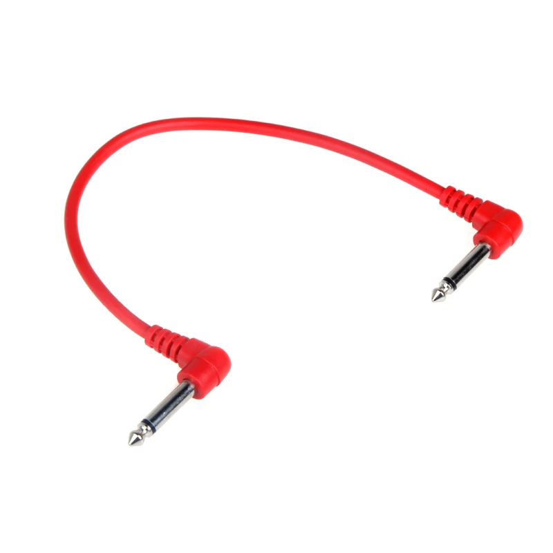 6шт. Цветные гитарные патч-кабели с угловыми разъемами для эффектных педалей и аксессуаров музыкальных инструментов.