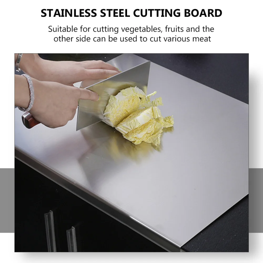 

1Pc Stainless Steel Dough Pastry Board Cutting Board Chopping Board (Sliver)