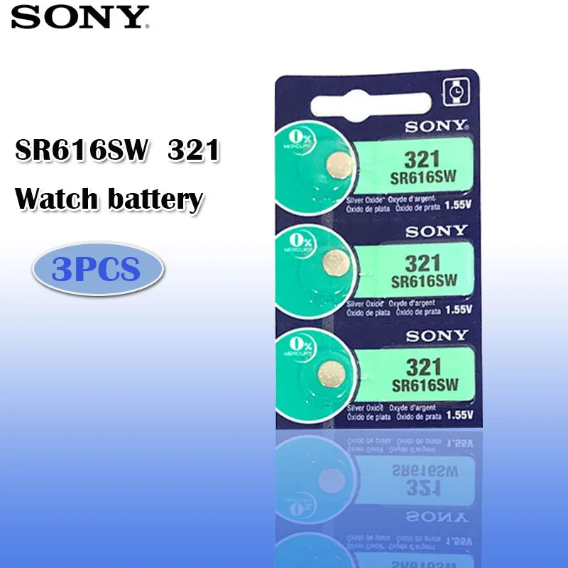 3 шт./лот 100% оригинальный Sony 321 SR616SW Серебряный оксид батарейка для часов SR616