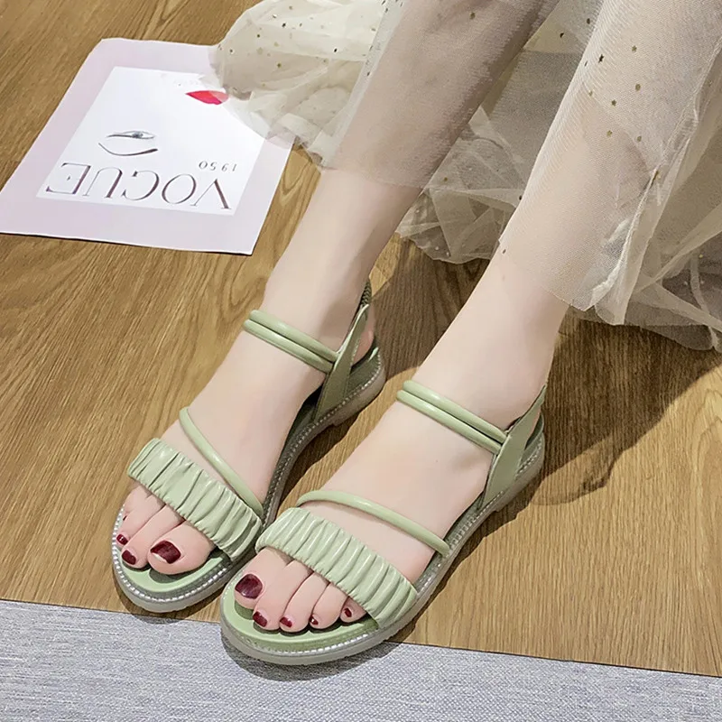 

Comfort Shoes for Women 2021 Sandals All-Match Med Suit Female Beige Summer Heels Clogs Wedge New Flat Beach Gladiator Medium Bl