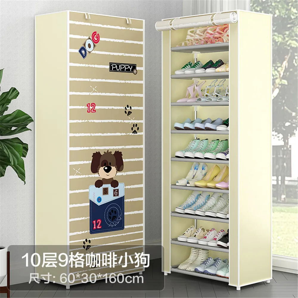 Multi-Layer Shoe Shelf Simple Door Dust-Proof Storage Household Economical Removable Dormitory Shoe Cabinet European Style Cloth