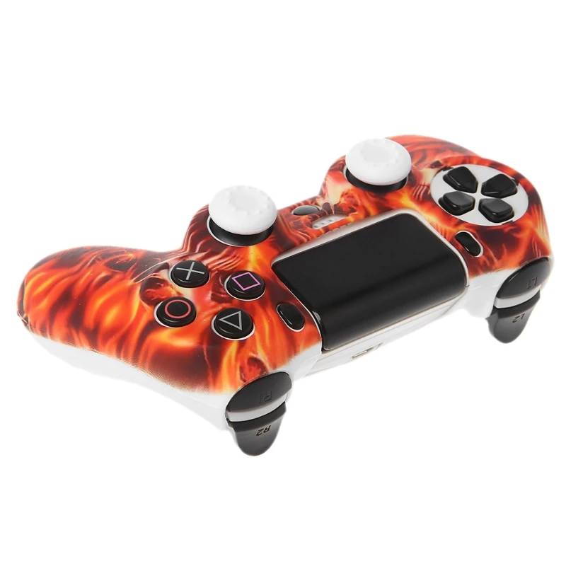 Silicone Gamepad Skin Grip Cover Protector Case+ 2 Caps Kit For PS4 Controller