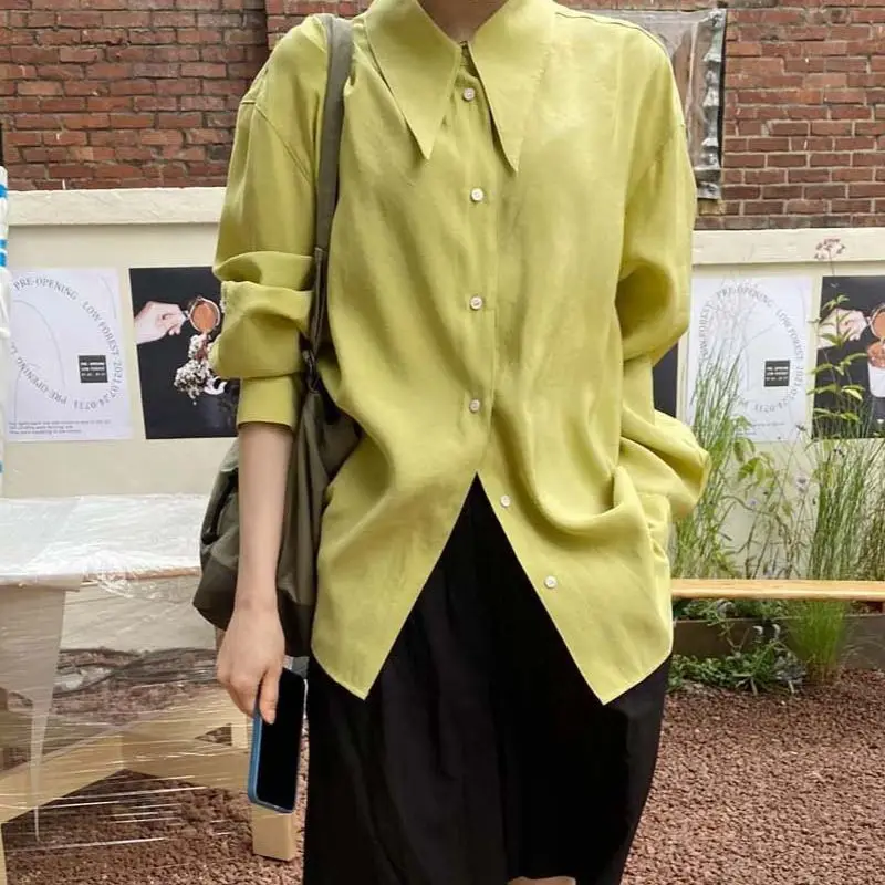 

Spring Women Casual Shirts Blouse Chic Turn-down Collar Single-breasted Loose Female Shirts Office Lady Blusas