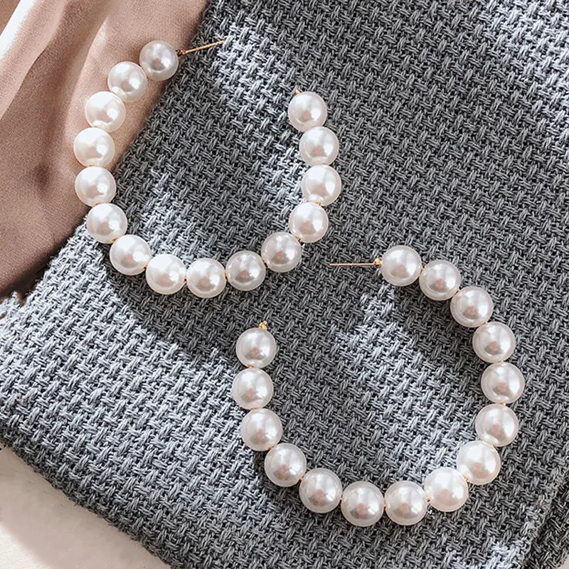 Большие жемчужные круглые серьги для женщин и девушек уникальные витые большие