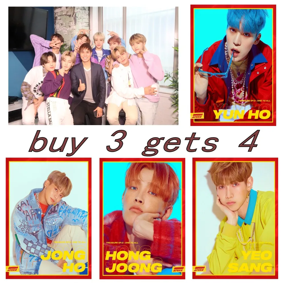 K POP Ateez музыкальные постеры настенные принты глянцевые обои украшение для