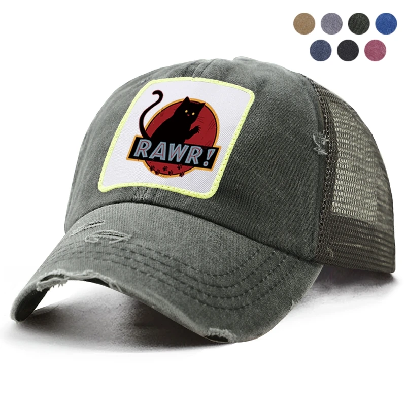 Rawr забавная Кепка с изображением кота кавайи милая животными мужская