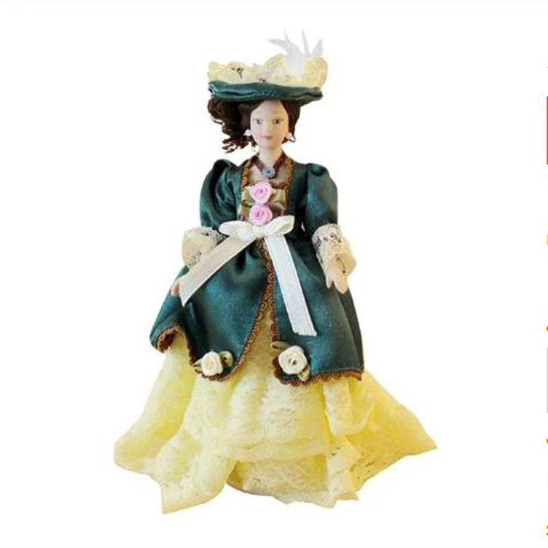Новинка 1:12 красивые миниатюрные фарфоровые куклы Miss Lady в викторианском стиле