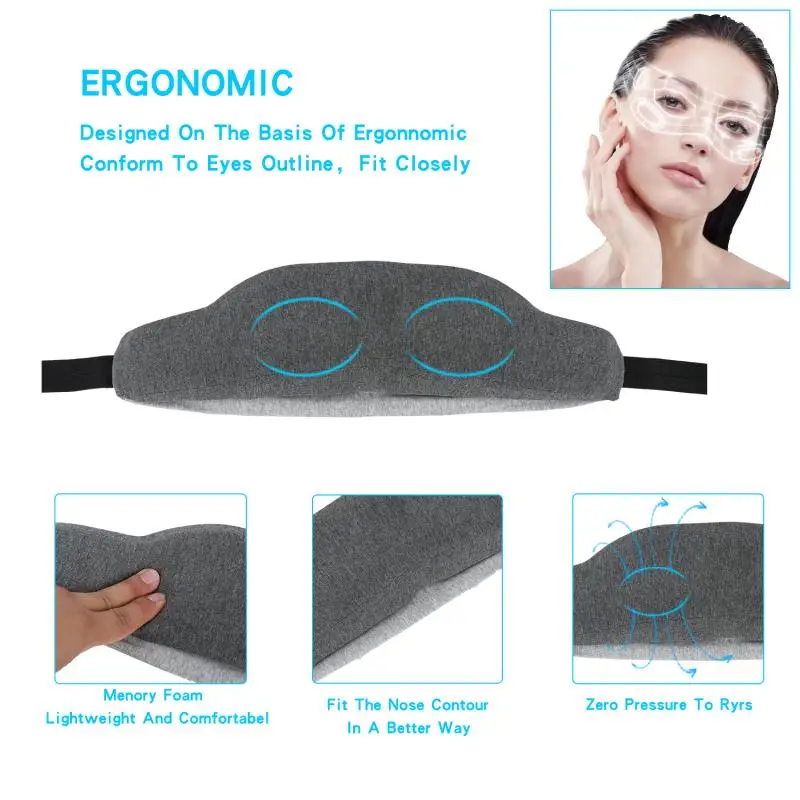 

Wireless Bluetooth 5.0 Stereo Built-in Headphones Sleep Earphone Eye Mask 4d Stereo Eye Mask Office Worker Travel Siesta Goggles