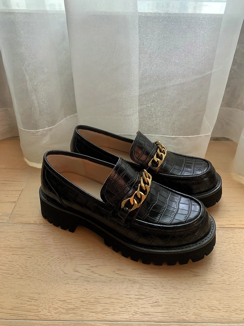 

2021 кожаные лоферы, модная женская обувь-топ, женская обувь, обувь, платформа, криперы, повседневная обувь на плоской подошве с цепочкой