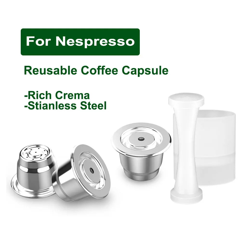

RECAFIMIL For Nespresso Refill Capsule Stainless Steel Espresso Cups Reusable Coffee Pods With Tamper Dosing Lattissima Touch