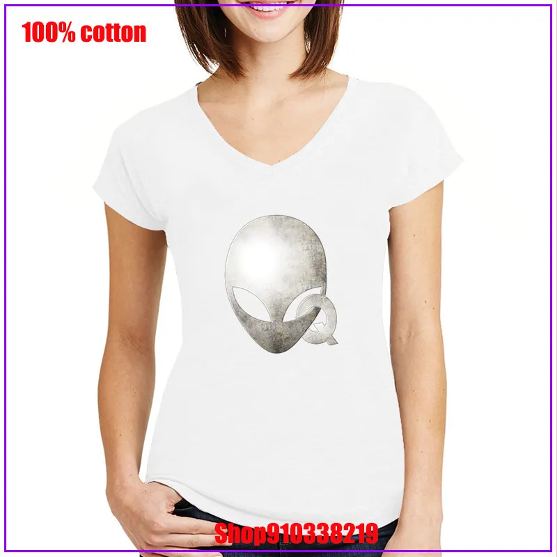 Women crop tops 2020 summer casual Qanon Alien print short-sleeved T-shirt women cheap v neck tee shirt vestidos ropa mujer | Женская