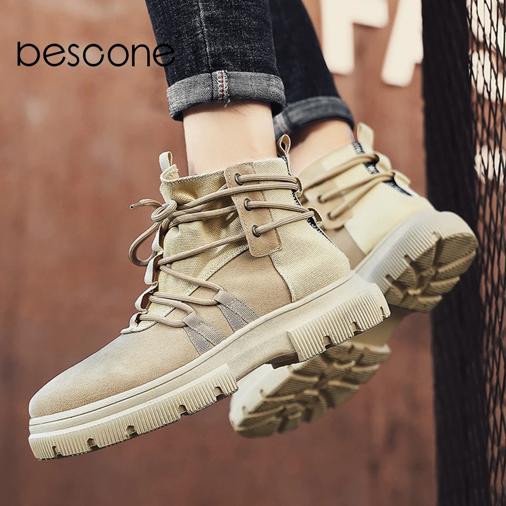 BESCONE/мужские модные кроссовки сезон весна-осень замшевая Уличная обувь с высоким