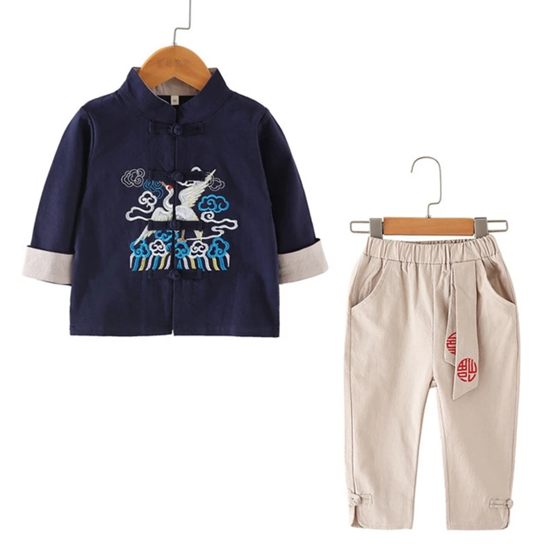 Хлопковая и льняная детская одежда Китайская национальная ветровка топы ханьфу