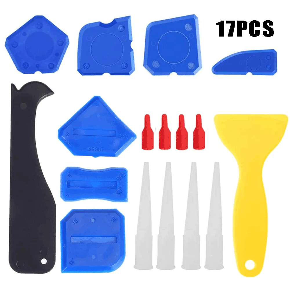 

17 piece filling tool kit sealant tool silicone sealant treatment tool grouting scraper water tank remover and water tank nozzle