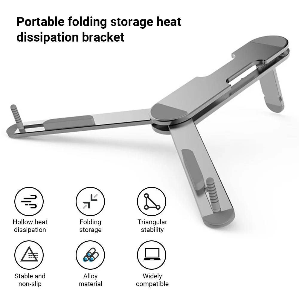 

Laptop Stand Adjustable Foldable Aluminum Alloy Support Base Tablet Bracket Radiating Folding Riser Holder for Notebook