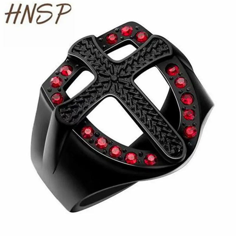 

HNSP Vintage Men Ring On Black Cross For Male Teens Finger Rings 2022 Trendy