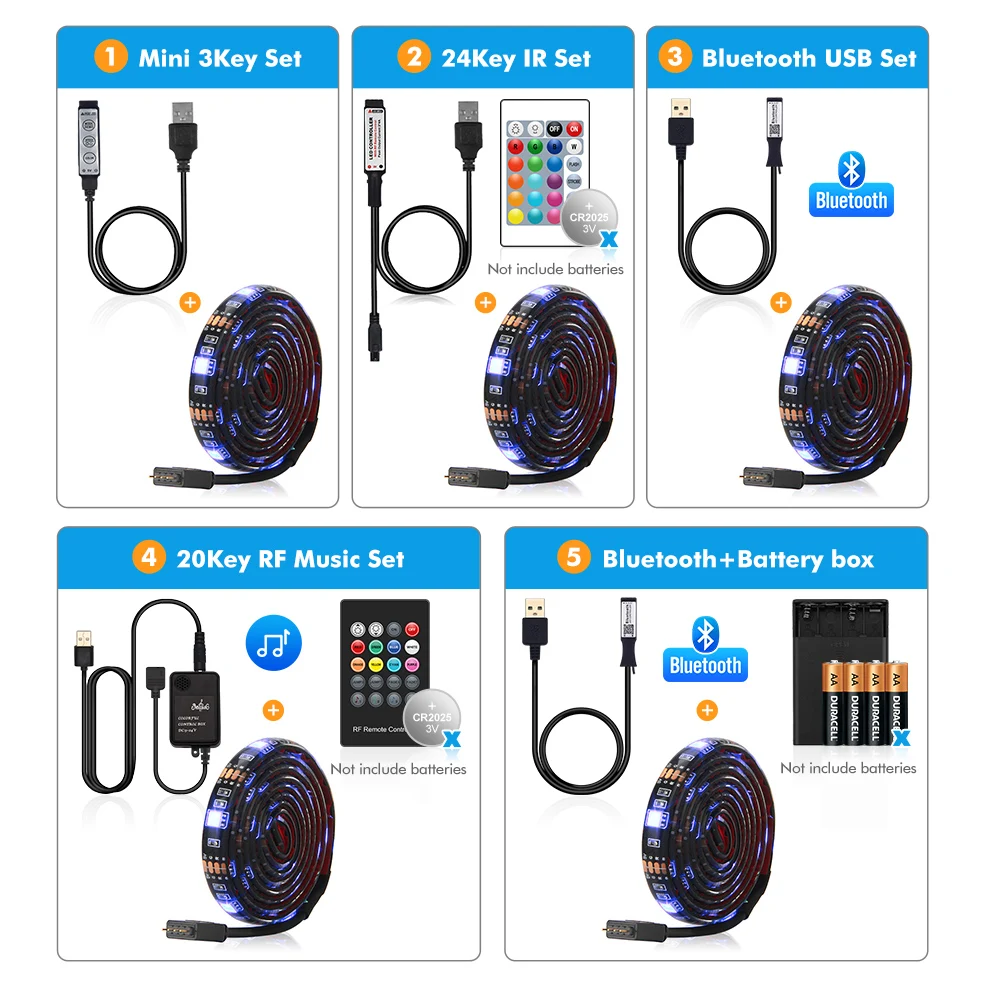 5V USB Светодиодные ленты 5050 RGB светильник работы при прослушивании музыки по Bluetooth