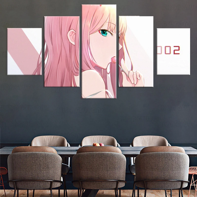 Плакат на холсте с изображением Аниме D in the FRANXX ZERO TWO 5 штук украшение для дома