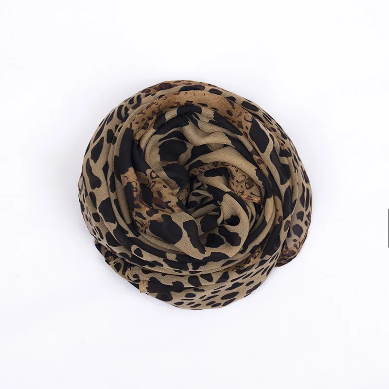 Модный Леопардовый шифоновый шарф Женский Универсальный мягкий Повседневный