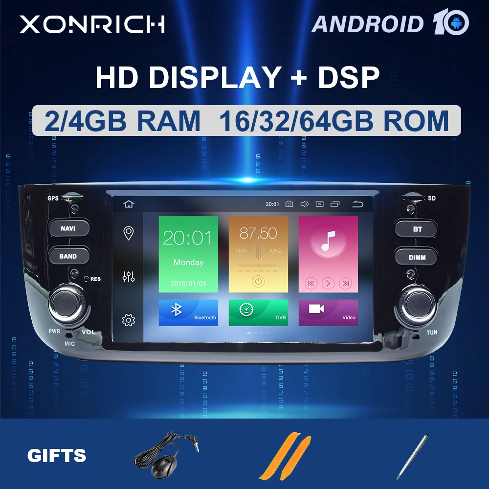 Автомагнитола 1 Din 4 ГБ 64 Android 10 0 автомобильный DVD плеер для Fiat/Linea/Punto evo 2012 2015 GPS