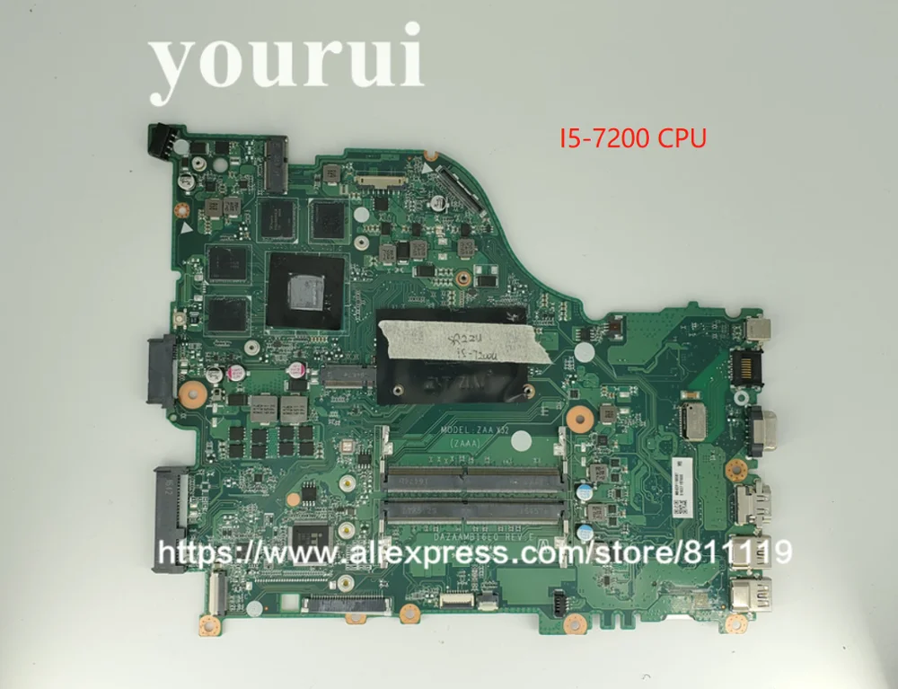 Для Acer aspire E5 575 575G Материнская плата ноутбука SR2ZU I5 7200U Процессор GTX950M DAZAAMB16E0 NBGDF1100B