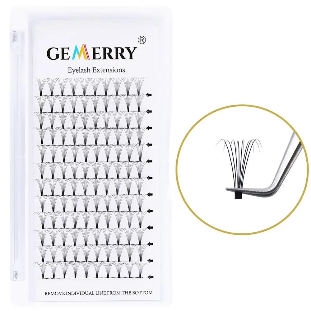 8D ресницы для наращивания макияж готовые объемные с коротким стержнем