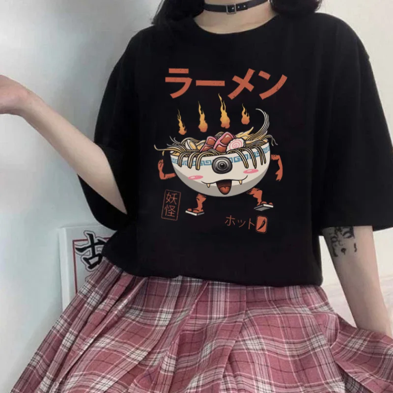 Женские топы Повседневная футболка с надписью на японском Монстре в стиле