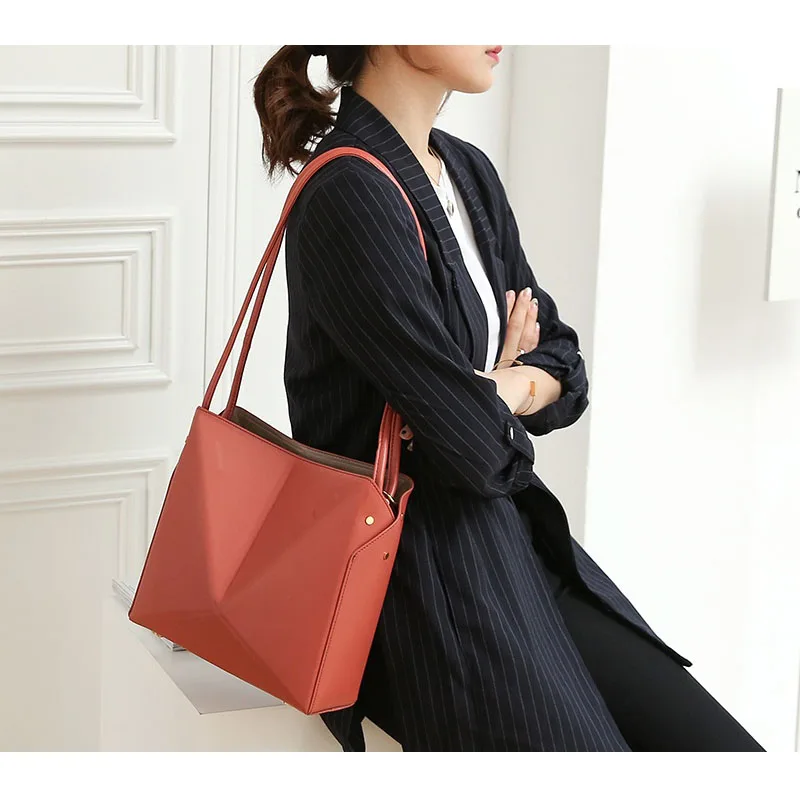 WOONAM женская модная сумка верхняя из натуральной телячьей кожи складная