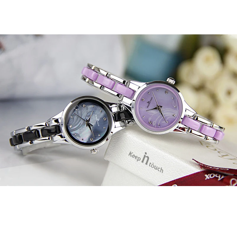 Часы наручные женские Кварцевые водонепроницаемые с керамическим ремешком