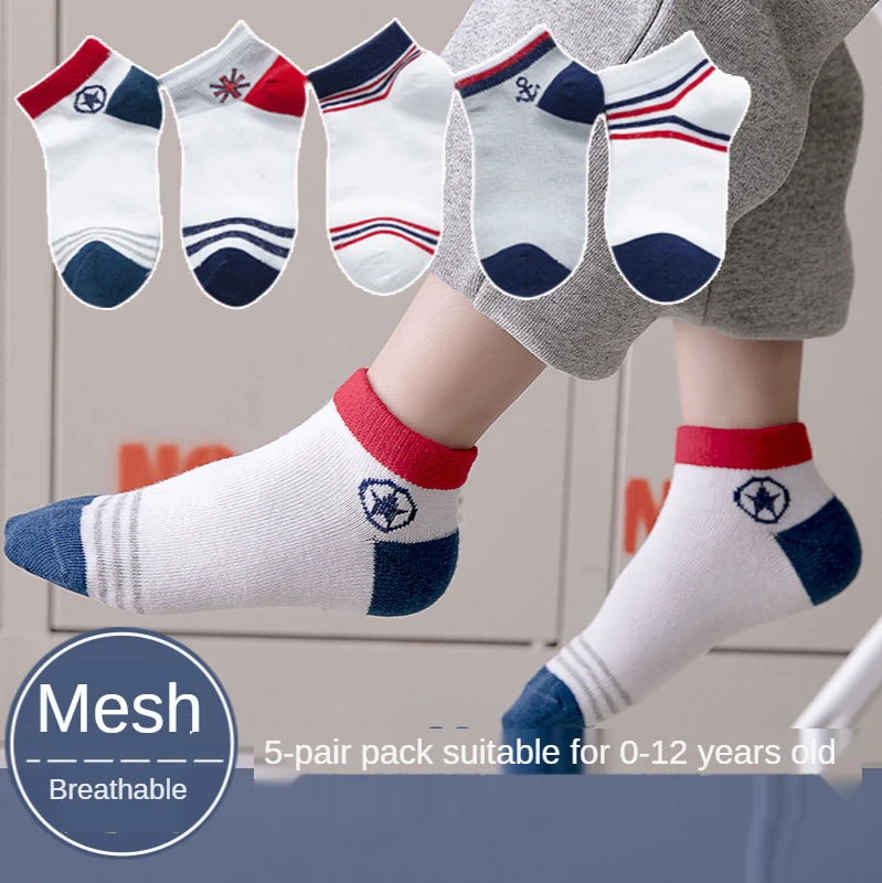 

Children's Socks Spring And Summer New Boat Socks Cartoon Mesh Children's Socks Boys And Girls Solid Color Cotton Socks Thin