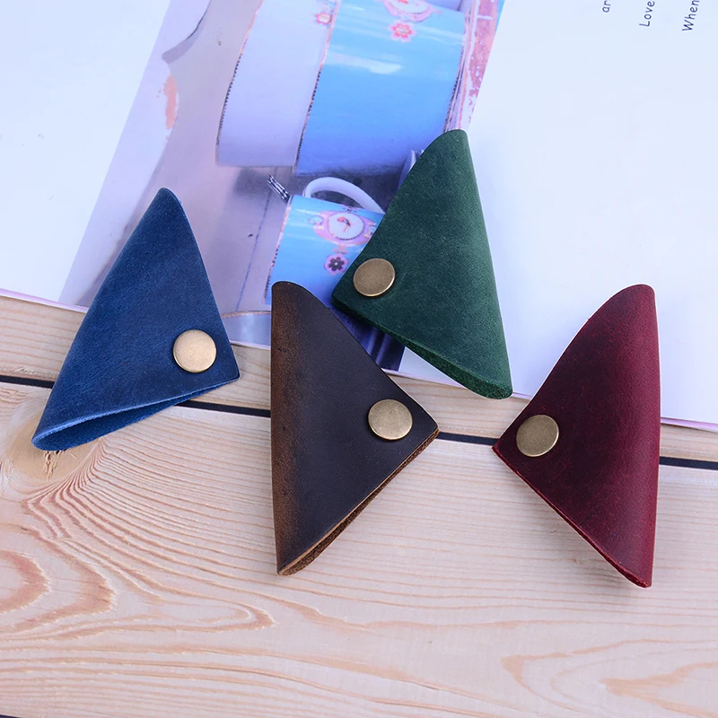 

New Product Cute Fashion Leather Headphone Cord Cable Clip Korea Fixed Winder Storage Bag Desk Accessory Office Set