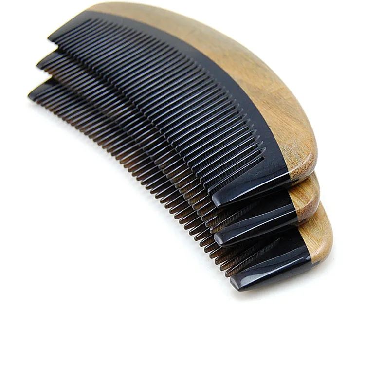 

Natural green sandalwood horn comb Sandalwood straight hair comb Hairdressing tools horns and wooden comb